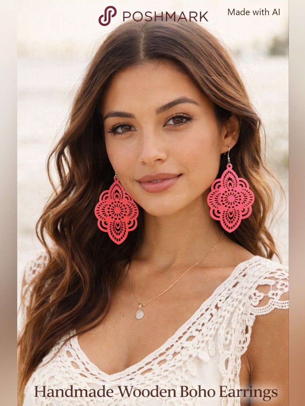 Handmade Boho Earrings | Wooden Mandala Dangle Jewelry | Get One Pair 745